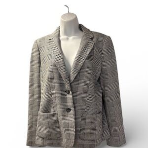 Talbots Classic Black and White Plaid Blazer